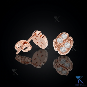Lab Grown Diamond Luxury Yin Yang Swirl <b>Stud</b> Earrings 5 Stone Cluster 14K 18K Solid Gold KRUP JEWELS Women's Jewelry Bridal - Product Image 3
