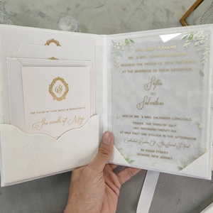 การ์ดเชิญงานแต่งงานแบบปกแข็งผ้าลินินสีขาวสุดหรูหรา พร้อมริบบิ้นผ้าไหม ดีไซน์พิเศษ ขนาด 5 <span class=keywords><strong>x</strong></span> 7 นิ้ว - Product Image 5