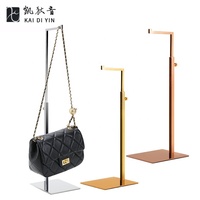 Nhà Máy Bán Hot Vàng Purse Display Đứng Bán Lẻ Countertop Móc Duy Nhất Chiều Cao Điều Chỉnh Túi Xách Hiển Thị Đứng