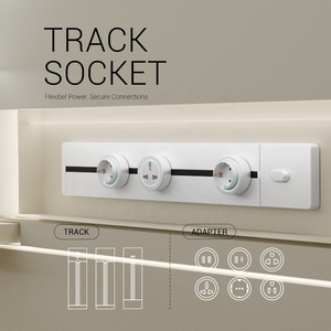 Di chuyển đường sắt theo dõi tường ổ cắm điện ổ cắm an toàn đáng tin cậy ổ cắm cho nhà trong PC chống cháy Bảng điều chỉnh 110-250V 10-16a - Product Image 2