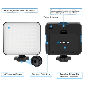 Luz <span class=keywords><strong>de</strong></span> Relleno PULUZ <span class=keywords><strong>de</strong></span> 64 LED y 5W, 6000-6500K, para Cámara, Videocámara, Fotografía Macro, Precio <span class=keywords><strong>de</strong></span> Fábrica - Product Image 3
