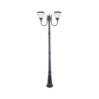 Luminaire solaire IP65 étanche 3 lampes avec poteau en aluminium de 2.6m Panneau solaire tout-en-un LED 15W Landscape Garden Pole Post Light
