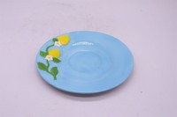 Plat à dîner en porcelaine personnalisé plat peu profond rond en céramique Dessert citron et tulipe gaufrage ensemble d'assiettes design en vrac pour la cuisine