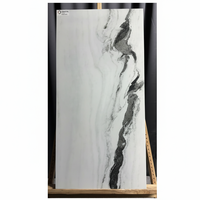 Carreaux de sol pour villa moderne PANDA WHITE 60X120CM, finition brillante, aspect marbre noir, résistants à l'eau, antidérapants, anti-rayures