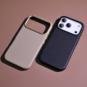 เคสโทรศัพท์มือถือแม่เหล็กหลากสีลายหนังลิ้นจี่แท้แบบเต็มรูปแบบหรูหราออกแบบได้ตามต้องการสำหรับ iPhone 17 16 15 - Product Image 1
