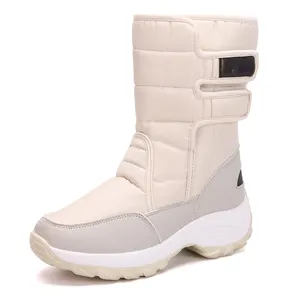 Wholesale Women Winter Slip On Rubber Outsole Nylon Winter Snow Shoes for Lady Waterproof Rain Warm Boots