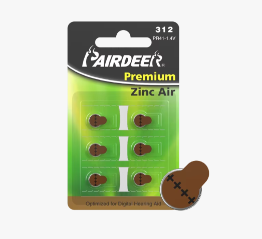 Pairdeer Long Lasting 1.45V ZA312 Zinc Air Button Cell Batteries 160MAh Pr41 Primary Battery for Hearing Aids Earphones Watches