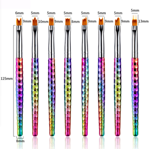 Ensemble de pinceaux à ongles en nylon Kolinsky avec manche en métal doré, pinceaux à points en silicone, pinceaux pour la peinture au gel UV, logo personnalisé - Product Image 1