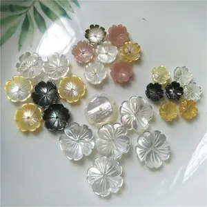 Wholesale Custom Hand Carved Natural Mother Of Pearl Shell Flower Beads For Jewelry Making