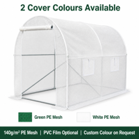 Serre tunnel 140 g/m² en maille PE bicolore, structure galvanisée, vente en gros, PVC en option, couleur personnalisée, pour culture hydroponique
