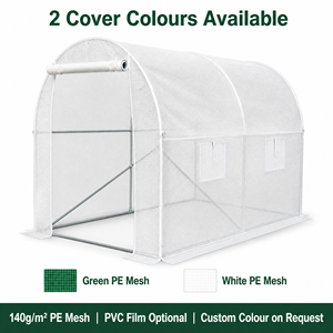 Serre tunnel en maille PE 140 g/m², structure en acier galvanisé, résistante à la décomposition, abri pour plantes hydroponiques, écologique, <span class=keywords><strong>PVC</strong></span> vert et blanc - Product Image 1