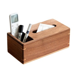Boîte à mouchoirs en bois avec rangement pour télécommande, design moderne pour salon, mouchoirs à tirer - Product Image 1