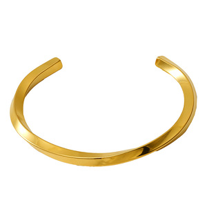 Zogxin Stainless Steel C Shape Open Bangle 18K Gold Silver Color <b>Adjustable</b> Unisex Jewelry Gift <b>Bracelet</b> - Product Image 5