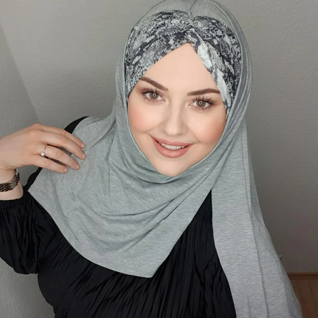 부드러운 뱀 패턴 패치 워크 헤드 스카프 히잡 이슬람 두바이 여성 이슬람 인스턴트 헤드 랩 히잡 헤드 스카프