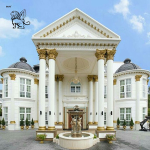 BLVE tamamen özelleştirilmiş Villa lüks beyaz mermer balkon korkuluk yuvarlak taş ayağı tasarım dekoratif roma sütunları - Product Image 5