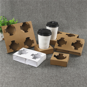 Disposable 2/4 Cup Holders for <b>Coffee</b>, Bubble Tea & Beverages, Single/Double/Four Cups Tray, Compostable <b>Takeaway</b> Cup Base - Product Image 6
