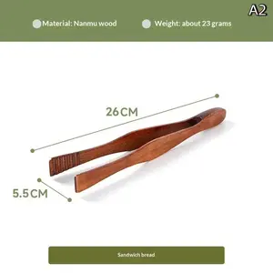 1 Pince de cuisine en bambou pour aliments, toast, salade, sushi, barbecue, <span class=keywords><strong>bacon</strong></span>, steak, pain, gâteau, ustensile de cuisine domestique - Product Image 5