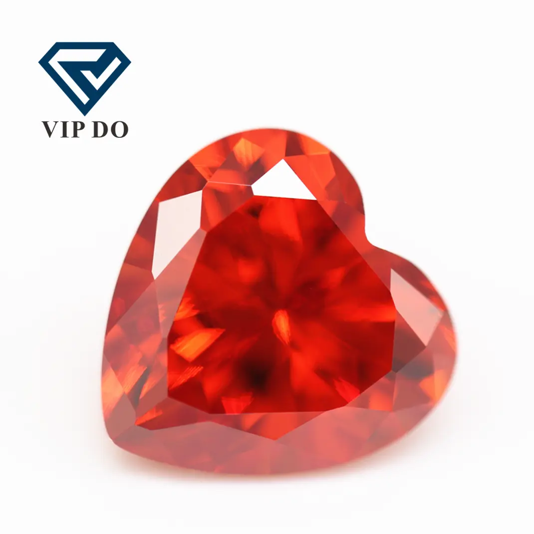5A grade 3*3mm-12*12mm orange/orange red heart cut cubic zirconia gemstones synthetic faceted cut heart shape zirconia CZ stones