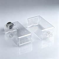 Flacon vide en PETG carré transparent de 50 ml pour huiles parfumées, mini flacon cosmétique de luxe plat avec bouchon à vis
