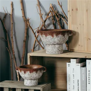 Natural Pastoral Garden Antique Terracotta Pot Cement Flowerpot Decorative Plant Pots Manufacturer Flower Pot