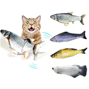 Simulation réaliste de poisson en peluche électrique, jouet interactif intelligent et automatique pour chat