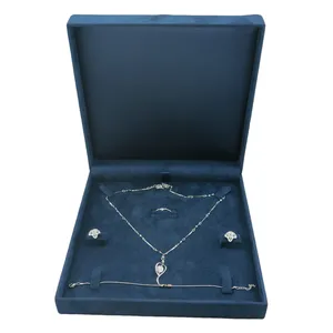 Luxury Design Suede Velvet With Foam Top Necklace Jewelry Set Box Packaging Gift Case With Customize Logo