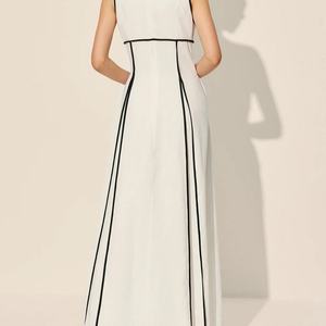 Vestido Maxi de Lino y Algodón Personalizable para Mujer, Estilo Retro Vintage con Tirantes y Ribete en Contraste, Gran Venta - Product Image 6