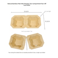 Porte-gobelets en pulpe de bambou biodégradable et écologique, résistant à la compression, à 2 compartiments, moulé, compostable