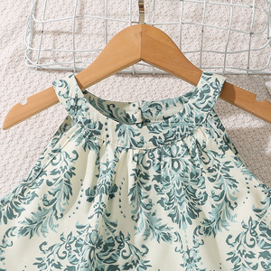 Conjuntos de Ropa de Verano para Adolescentes de 8 a 12 Años, Venta al por Mayor, Chaleco sin Mangas con Estampado Vintage y Pantalones Cortos, 2 Piezas, Ropa para Niñas - Product Image 4