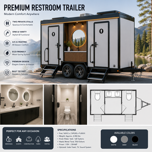 Remorque de toilettes portable avec 6 <span class=keywords><strong>à</strong></span> 12 éviers et toilettes intégrées pour événements extérieurs - Product Image 2