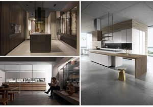 Ensemble de meubles de <span class=keywords><strong>cuisine</strong></span> canadiens modulaires professionnels modernes à portes vitrées avec design de meuble de salle à manger pour projets de villas - Product Image 4
