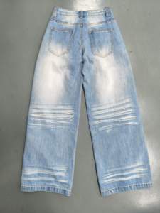 Jeans de Hombre OEM Personalizados, Ecológicos, Impermeables, para Otoño/<span class=keywords><strong>Invierno</strong></span>, Lavado a la Piedra, Degradado Azul, Cintura Media, Corte Holgado, Casual, Pierna Recta y Ancha - Product Image 2