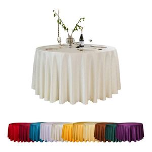 2024 Wholesale Jacquard <b>Table</b> Cover <b>White</b> <b>Round</b> Tablecloth Event Party <b>Table</b> Cloth for Wedding - Product Image 1