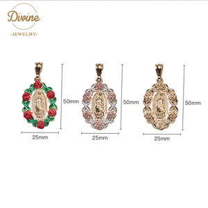 ChinaDivine 14k Plaqué Or Vierge <span class=keywords><strong>Marie</strong></span> Rose Pendentif Simple Cadeau De Mode Coloré Maria Charms Collier Bijoux Religieux - Product Image 2