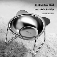 Bols pour animaux de compagnie en acier inoxydable 304, écologiques, durables, portables, mignons, pour chats et chiens, avec support pour le cou