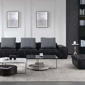 Sofá Moderno de Tres Plazas Reclinable con Detalles en Cuero y Estructura de Madera, Cuero de Primera Calidad, para Sala de Cine en Casa, Sala Multimedia, Villa de Lujo - Product Image 1