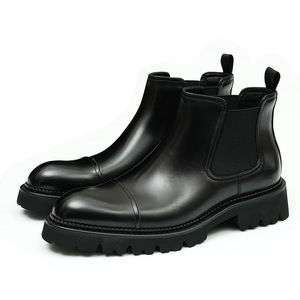 Zapatos Oxford Formales de Negocios para Hombre, de Cuero Vacuno Genuino de Lujo, Negros, Casuales, Gruesos, Estilo Coreano, Punta Redonda, Siempre a la Moda - Product Image 1