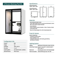 Pod Kantor Kedap Suara Modern untuk 2 Orang 30dB, Booth Pertemuan Akustik Bersertifikasi ISO, Workstation Privasi, Ruang Kerja Bersama, Aluminium
