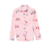 Chemisier femme carré décontracté à manches longues imprimé automne nouvelle fleur coréenne Polyester Anti-boulochage Vintage coupe régulière grande taille