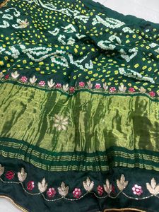 ผ้าไหม gaji manipuri ผ้าบันดานิอุของแท้พร้อมงานด้วยมือของ Gota Pati สวมใส่สบายๆ Saree ทุกฤดูกาล - Product Image 3