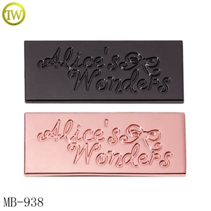 Sac à dos en nickel noir en relief marque plaque Logos en alliage de Zinc métal lettre étiquettes sac à main étiquette de nom en métal pour portefeuille - Product Image 5