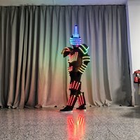 Светодиодные костюмы: современные костюмы роботов с LED-подсветкой и светящаяся танцевальная одежда для сценических выступлений, унисекс, полиэстер, для взрослых.