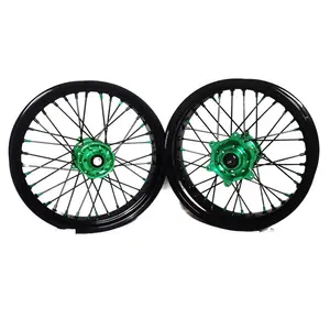 Kxf 250 450 Kx 125 250 Groene Hub Zwarte Velgen Motorfiets Montage Supermoto Wielen Set