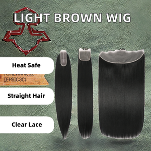 วิกผมหน้าผากโปร่งใส ความหนาแน่น 130% ยาว 18 นิ้ว ผมตรงยาวปานกลาง ทนความร้อน พร้อมตาข่ายคลุมผมแบบโรสเมช - Product Image 2