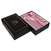 Boîte noire en papier de deux pièces de Super qualité, cadeau de Lingerie, couvercle d'emballage de vêtements et boîte en papier de Base avec Satin