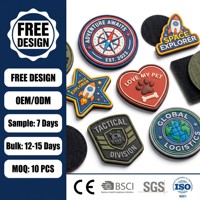 Badge de moral 3D personnalisé en caoutchouc PVC souple avec motif de logo complexe, vente en gros d'usine avec feuille de fixation supplémentaire