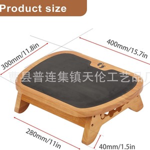 Wooden footstool, ergonomic desk footstool, <b>bamboo</b> adjustable height step <b>stool</b> for office improvement - Product Image 3