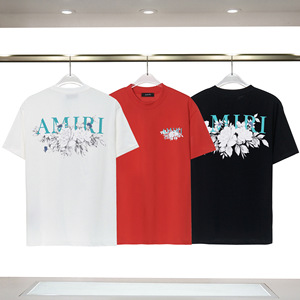 T-shirt pour homme à manches courtes, imprimé floral 3D par sublimation, coupe classique, col rond, 100% coton, jersey tricoté décontracté - Product Image 1
