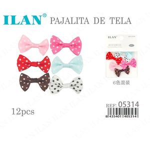 Fiocchi in tessuto ILAN, 12 pezzi, colori misti, accessori per capelli a pois per bambini - Product Image 1