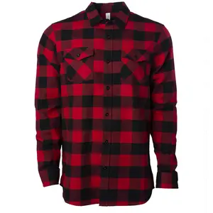 LOW MOQ OEM ODM Long Sleeve Casual Flannels USA XS-5XL Tall Size Custom Plaid Check Flannel Shirts